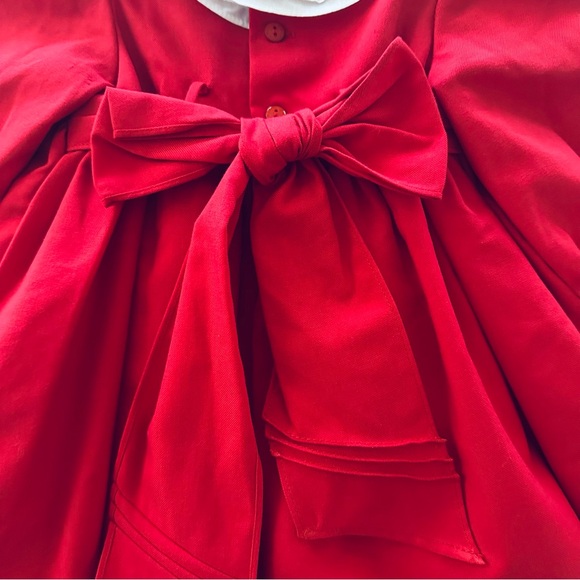 Luli & Me 12 Months Baby Girl Red Hand Smocked Dress Holiday NWT - Picture 2 of 8